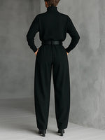 Ida Turtleneck & Belted Wide-Leg Pants Set