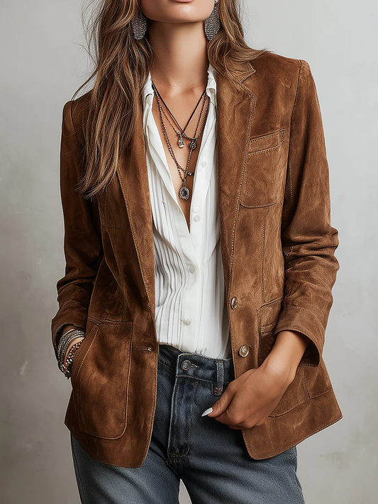 Aurora Vintage Suede-Look Blazer