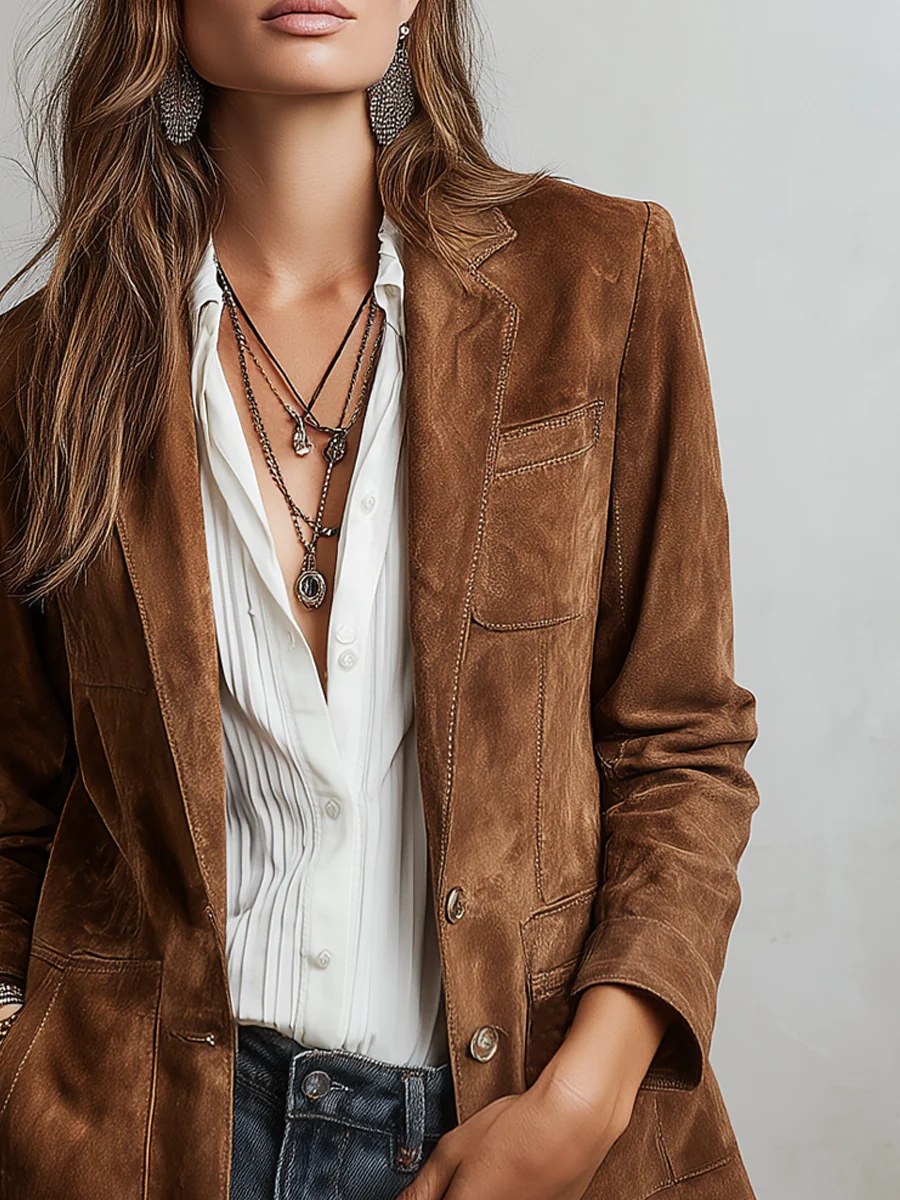 Aurora Vintage Suede-Look Blazer