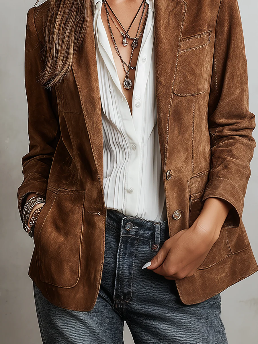 Aurora Vintage Suede-Look Blazer