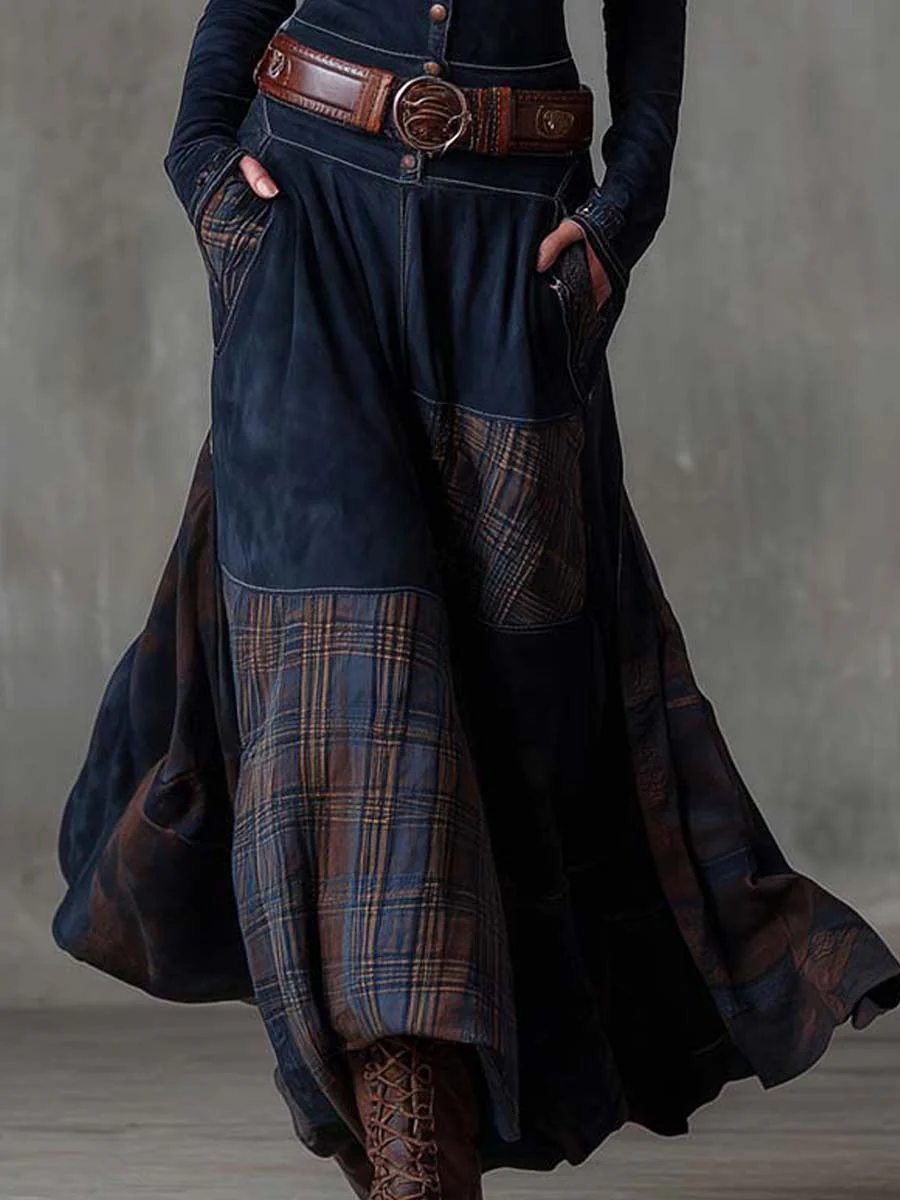 Livia belted boho patchwork maxi dress - patchwork skirt