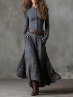 Livia Belted Boho Patchwork Maxi Dress