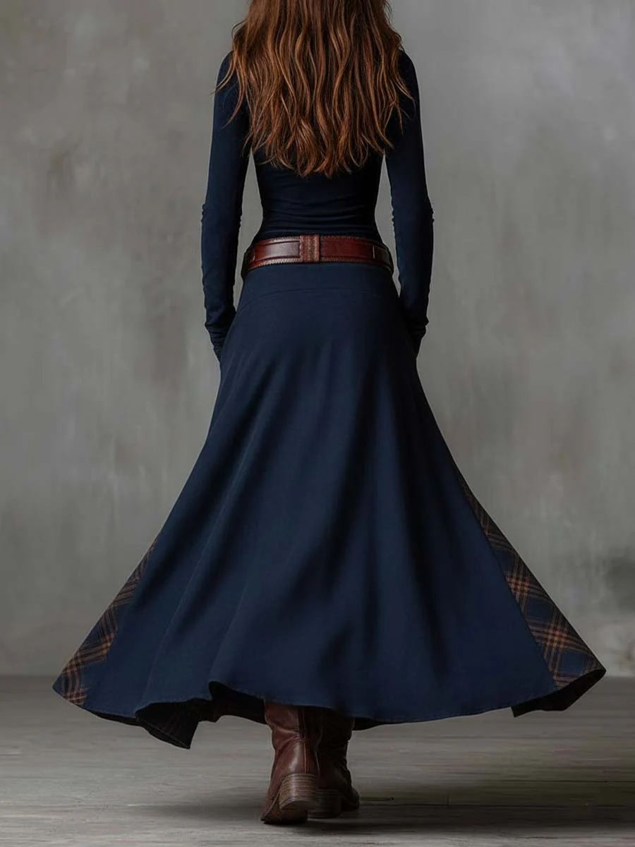 Livia belted boho patchwork maxi dress - back view