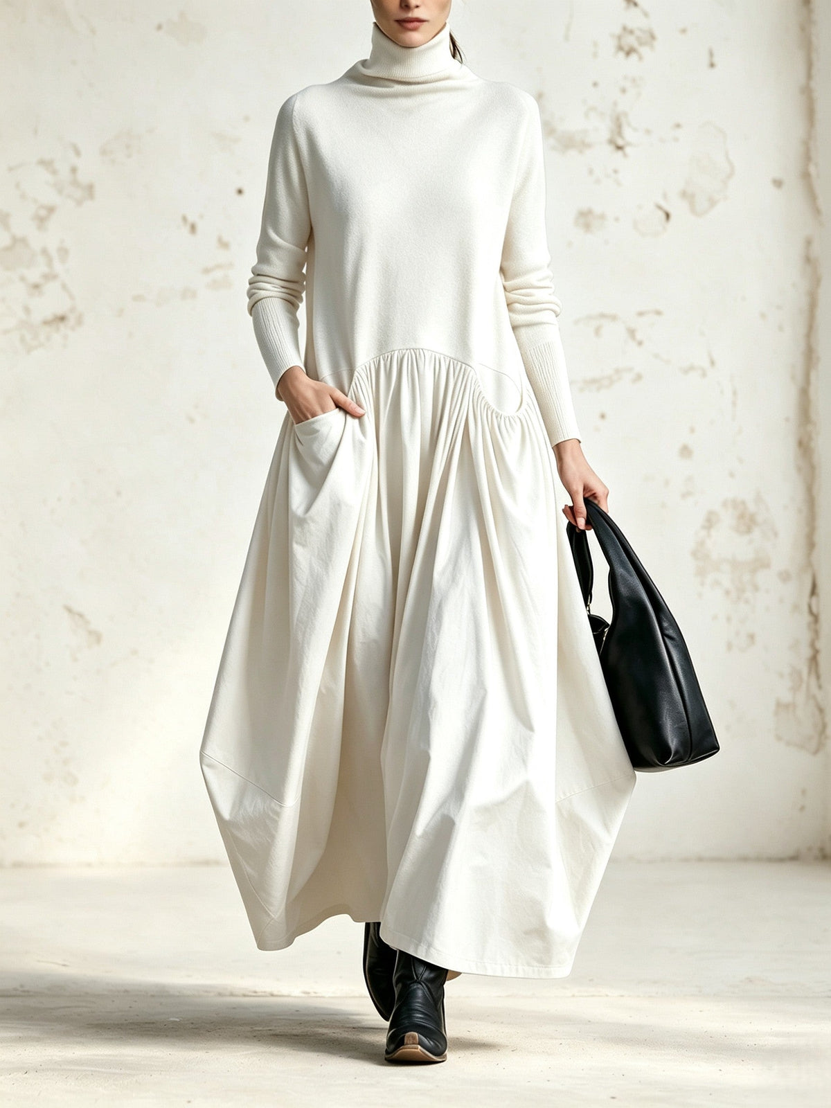 Beatrice oversized turtleneck maxi dress with pockets