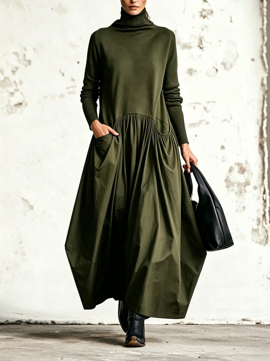 Beatrice oversized turtleneck maxi dress with pockets