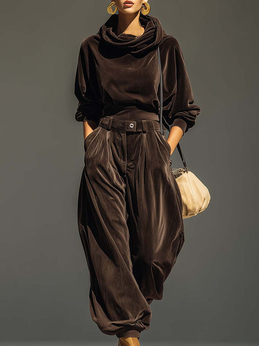Ivonne Boho Cowl-Neck Top & Wide Pants Set