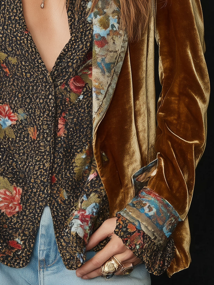 Anna Vintage Floral Patchwork Blazer