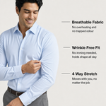 Leonardo Stretch Dress Shirt - Blue (details)