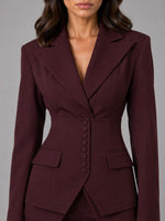 Aurora Waist-Cinched Blazer & Wide-Leg Pant Suit