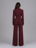Aurora Waist-Cinched Blazer & Wide-Leg Pant Suit