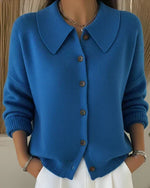 Cornelia Pointed-Collar Cardigan - Blue