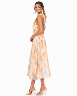 Alessandra Watercolor Halter Midi Dress