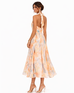 Alessandra Watercolor Halter Midi Dress