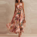 Aurora Floral One-Shoulder Maxi Dress - Peach Floral