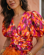 Carla Floral Puff-Sleeve Midi Dress