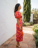 Carla Floral Puff-Sleeve Midi Dress