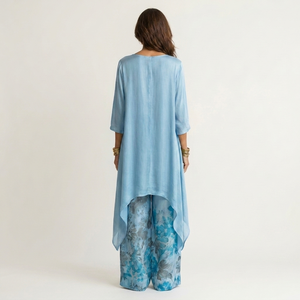 Carola Asymmetric Tunic & Wide-Leg Pants Set