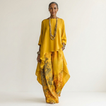 Carola Asymmetric Tunic & Wide-Leg Pants Set - Yellow
