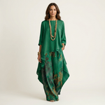 Carola Asymmetric Tunic & Wide-Leg Pants Set - Green