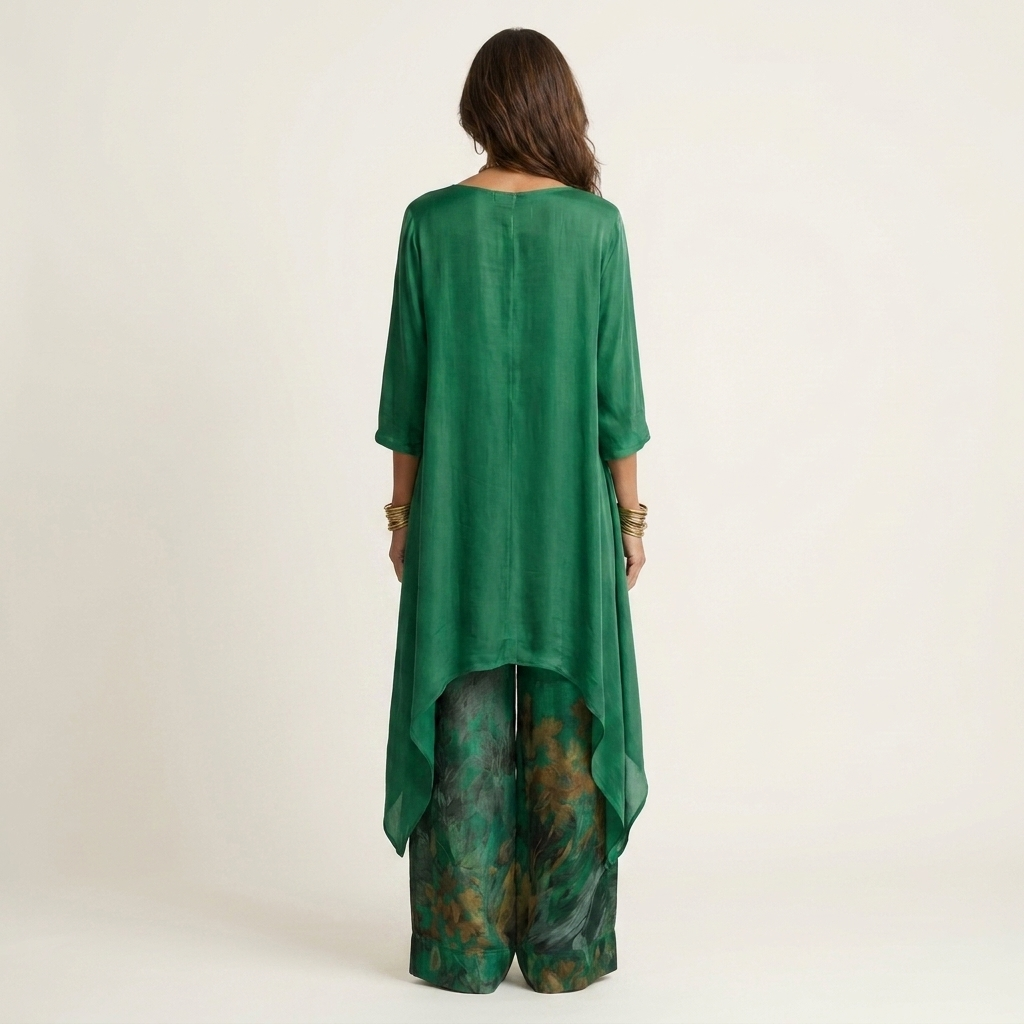 Carola Asymmetric Tunic & Wide-Leg Pants Set