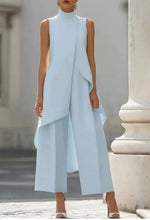 Carolina Draped Wide-Leg Jumpsuit - Light Blue