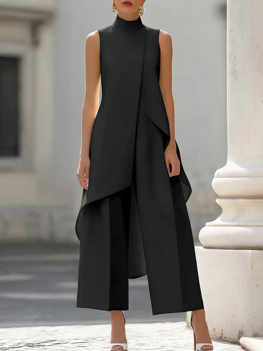 Carolina Draped Wide-Leg Jumpsuit - Black