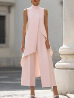 Carolina Draped Wide-Leg Jumpsuit - Light Pink