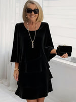 Caterina Tiered Bell-Sleeve Dress - Black