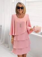 Caterina Tiered Bell-Sleeve Dress - Pink