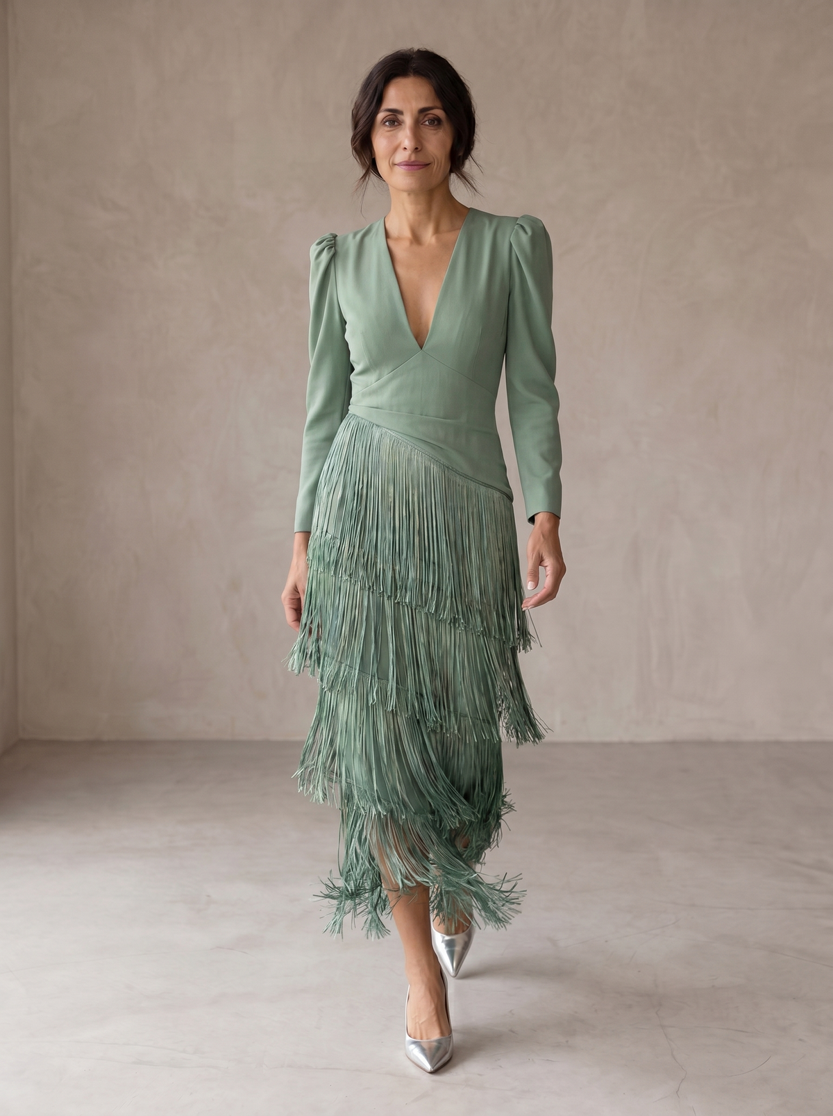 Chiara Fringe V-Neck Maxi Dress