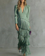 Chiara Fringe V-Neck Maxi Dress
