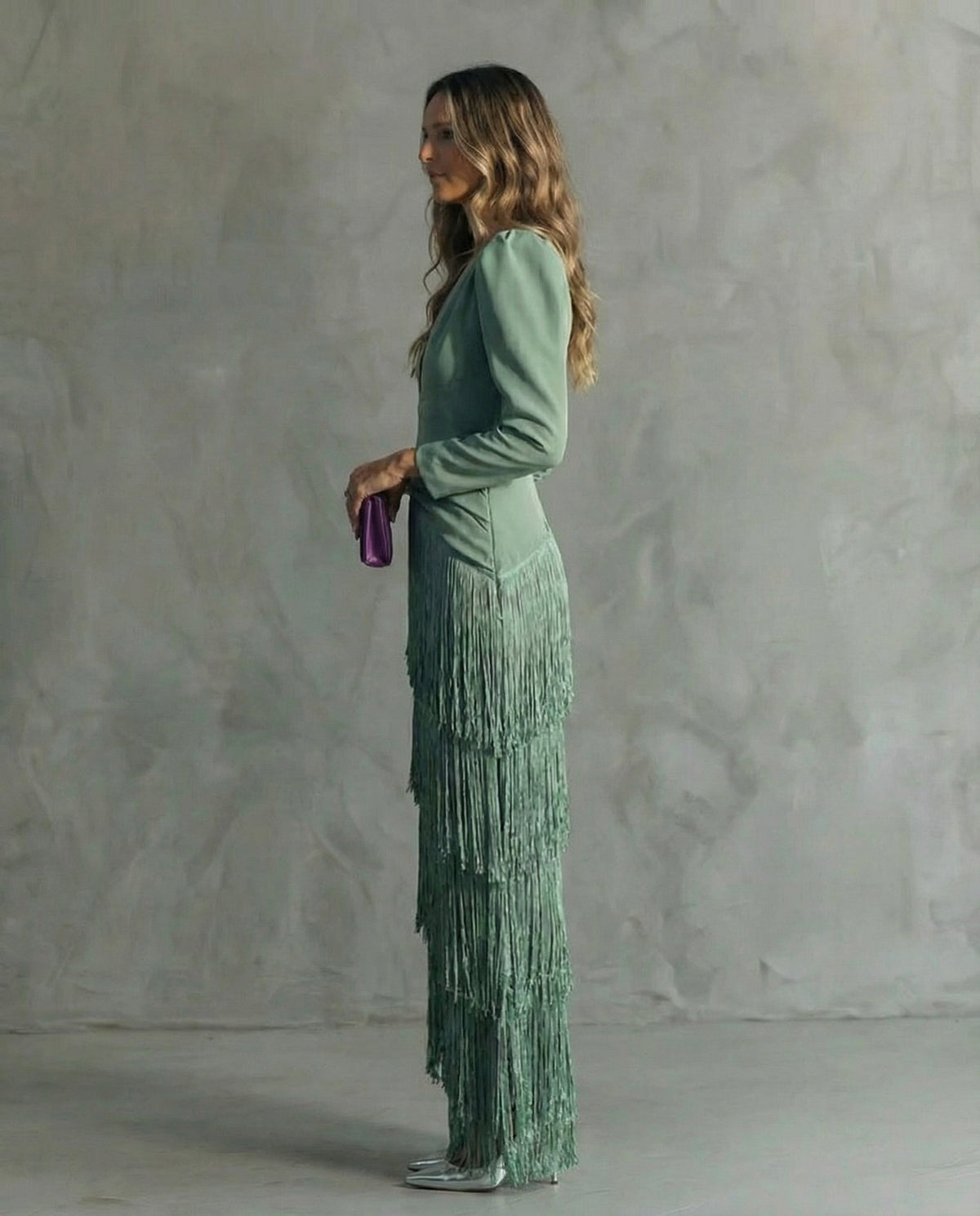 Chiara Fringe V-Neck Maxi Dress