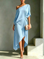Cristina Asymmetric One-Shoulder Dress - Light Blue