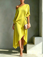 Cristina Asymmetric One-Shoulder Dress - Lime