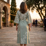 Edda Embroidered Bell-Sleeve Midi Dress