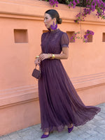 Gaetana High-Neck Chiffon Maxi Dress