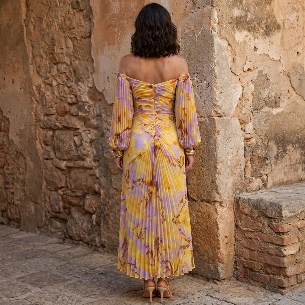 Gregoria Printed Off-Shoulder Maxi Dress
