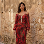 Gregoria Printed Off-Shoulder Maxi Dress - Red Print