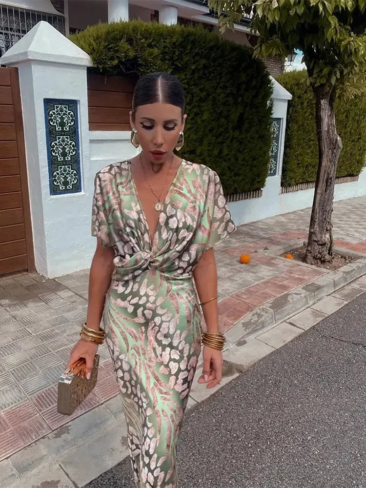 Ilenia Satin-Effect Printed Midi Dress