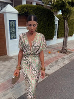 Ilenia Satin-Effect Printed Midi Dress