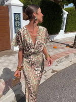 Ilenia Satin-Effect Printed Midi Dress