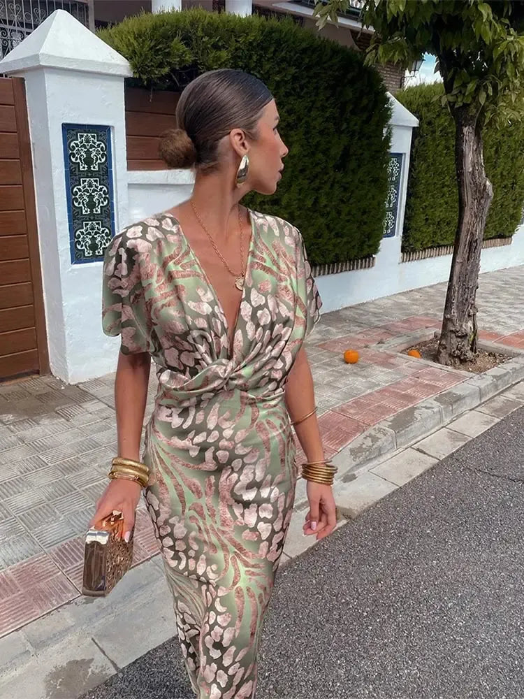 Ilenia Satin-Effect Printed Midi Dress