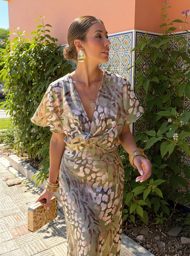 Ilenia Satin-Effect Printed Midi Dress