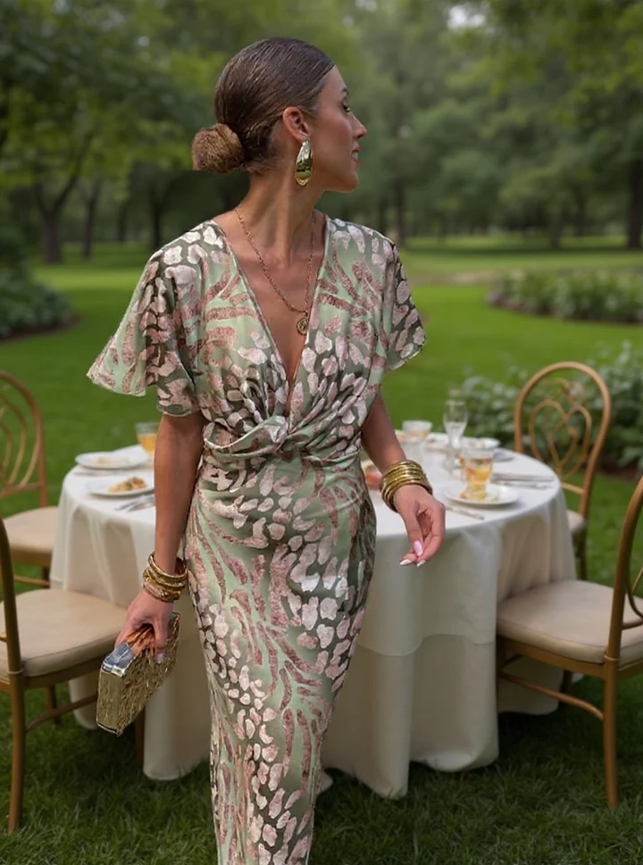 Ilenia Satin-Effect Printed Midi Dress
