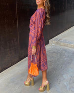 Isadora Paisley V-Neck Midi Dress - Lilac Paisley