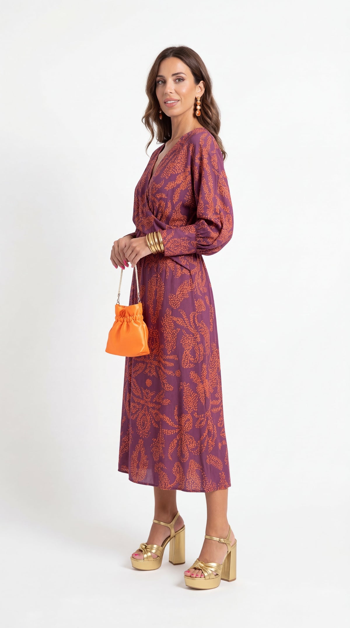Isadora Paisley V-Neck Midi Dress