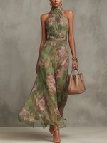 Lidia Floral Halter Maxi Dress