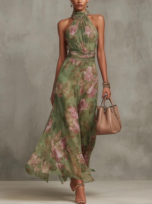 Lidia Floral Halter Maxi Dress