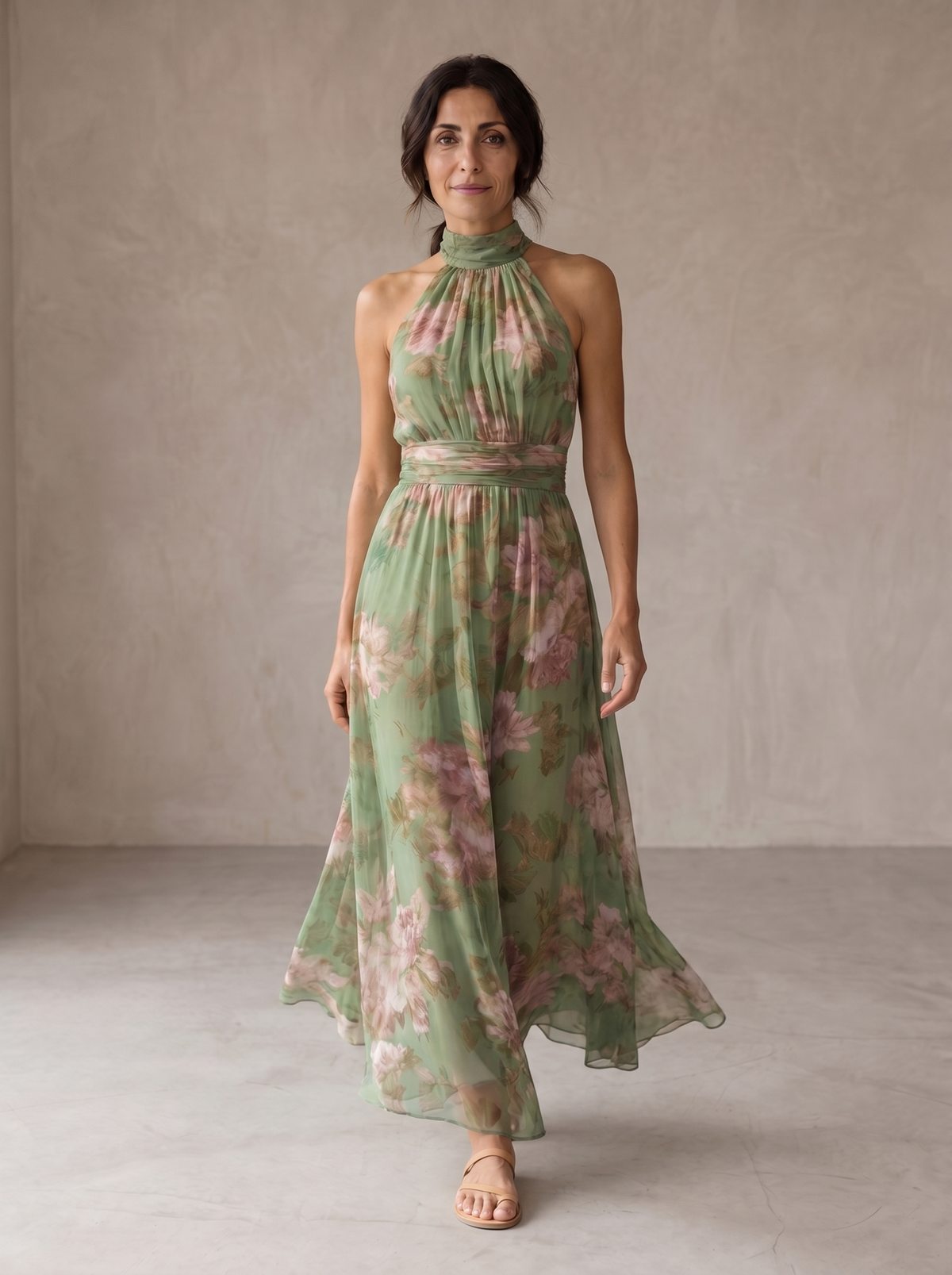 Lidia Floral Halter Maxi Dress