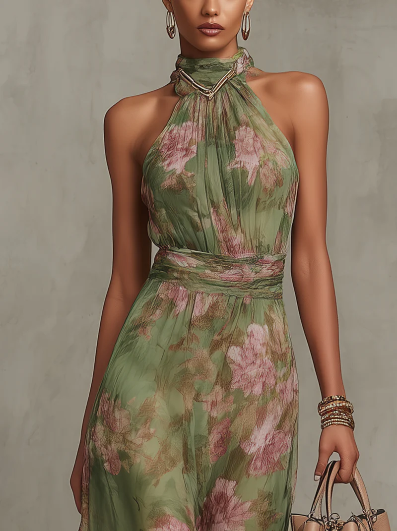 Lidia Floral Halter Maxi Dress